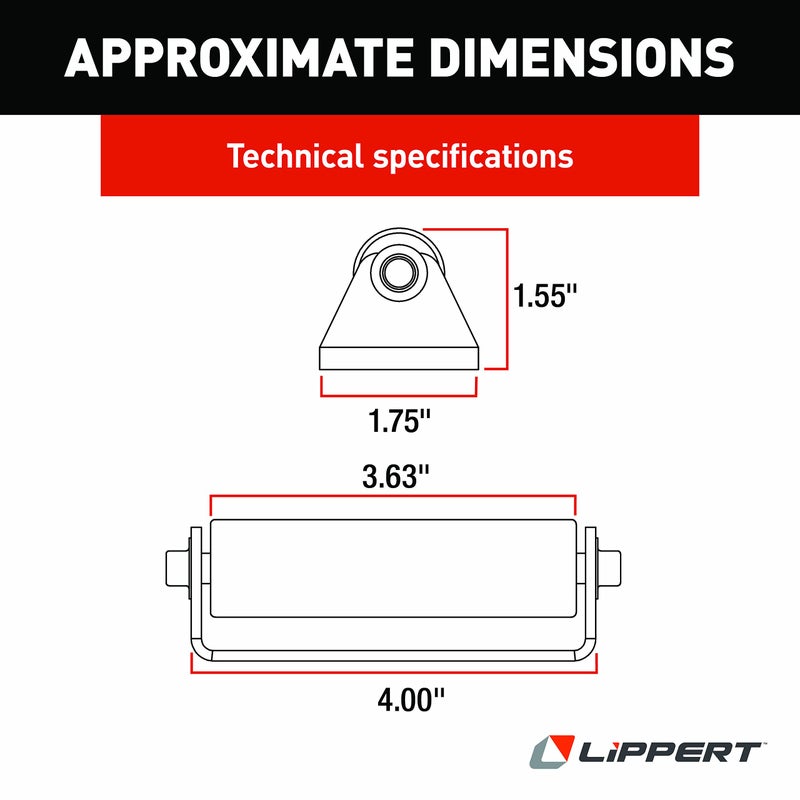 Lippert Components Lippert J-33 Roller (1.55" H x 4" W x 3.63") - Compatible with Lippert Slide-Out Systems - Solid Steel Plate with Nylon Roller for Smooth and Reliable Operation - Flush Mount Design - 244838 - Image 2